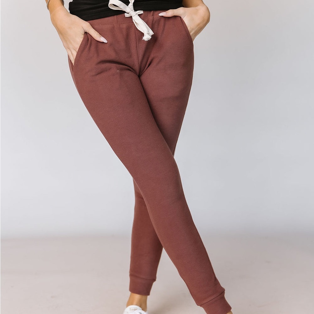 AMPERSAND AVE Rust Brown Jogger Track Pants